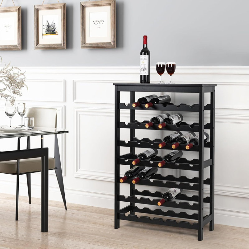 Support à vin autoportant à 7 niveaux avec plateau de table à vin pour la cuisine, la salle à manger ou le bar