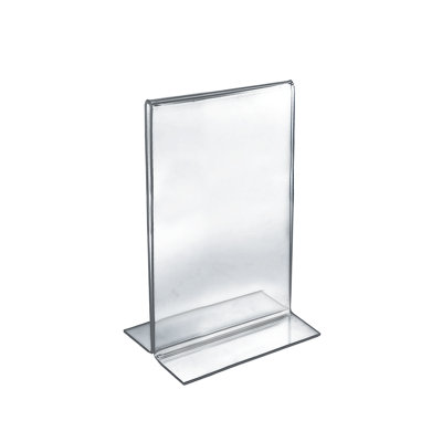 Bottom Loading Clear Acrylic T-Frame Sign Holder 7" Wide x 11'' High-Vertical/Portrait, 10-Pack