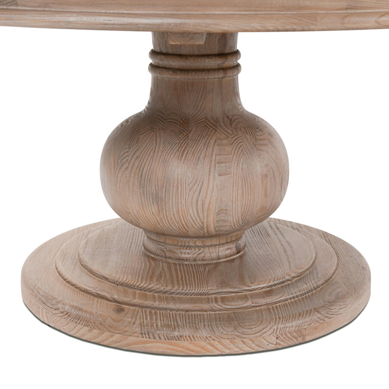 Beatriz Round Pine Wood Dining Table, Rustic Taupe