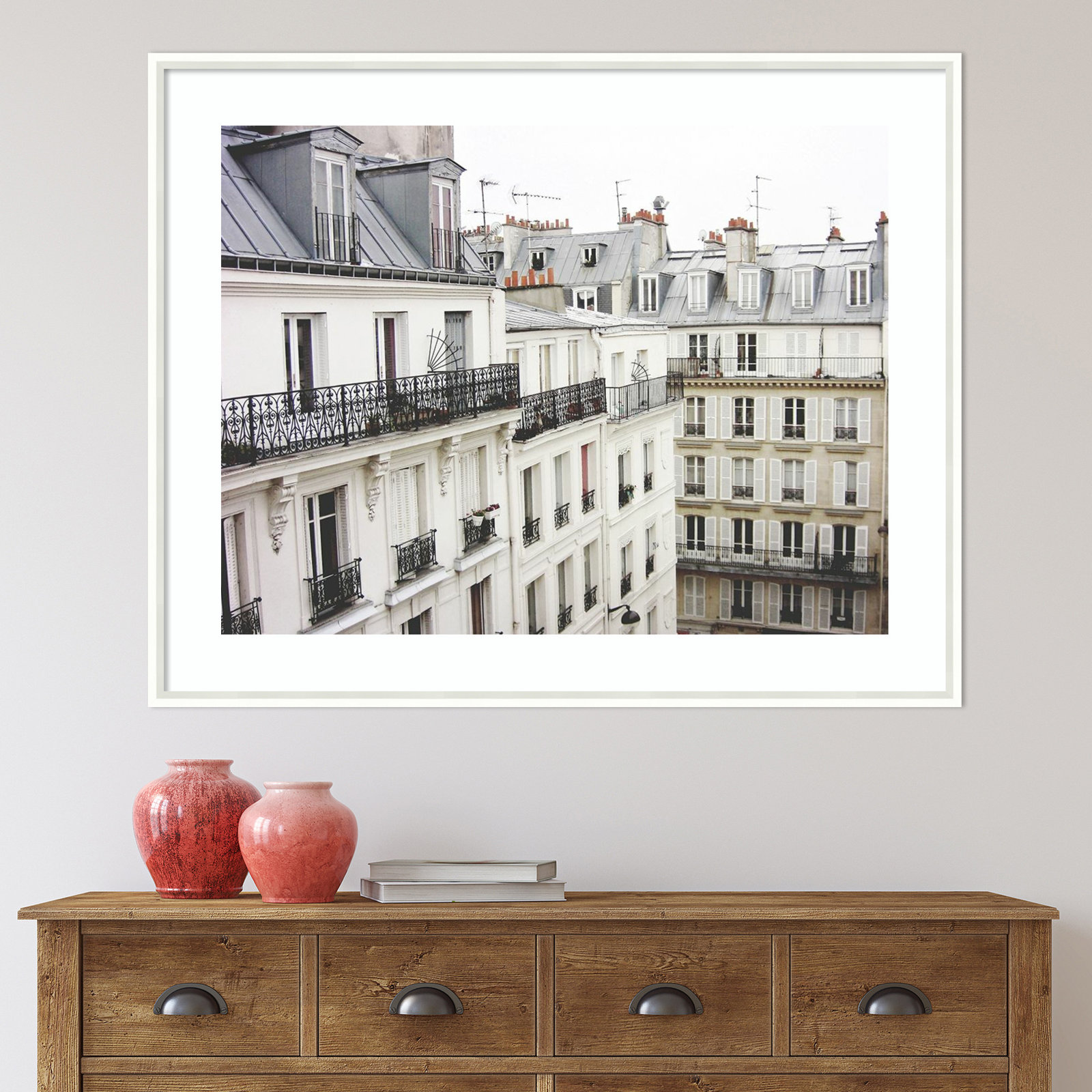 Montmartre by Lupen Grainne, White Framed, 33" H x 41" W