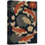 Coy, poisson et fleur de lotus sur fond bleu foncé - impression sur toile encadrée-358790961-358790923