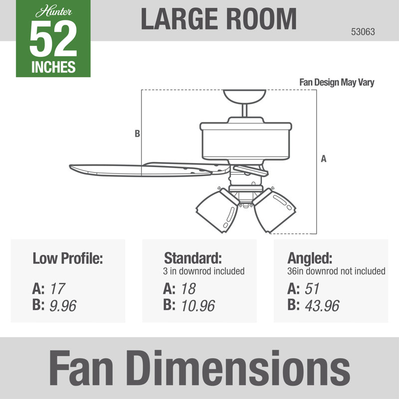 Hunter Studio Series 52" Antique Brass Ceiling Fan with LED Light Kit