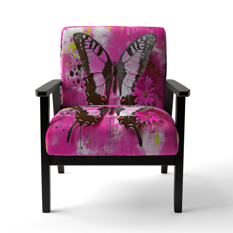 Chaise avec accoudoirs en velours Magiera, Rose, Noir