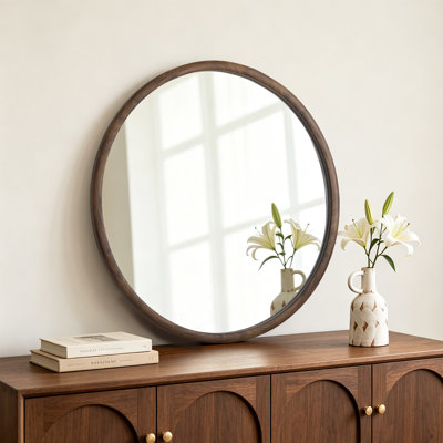 Miroir rond brun pour cadre mural