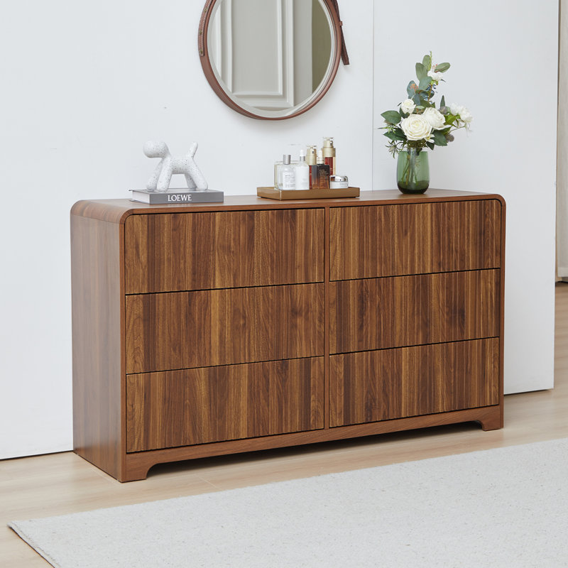 Commode double 6 tiroirs Servidio, Brun