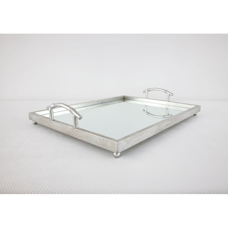 Lalana Decorative Tray, Antiqued Silver Leaf, 19" x 16"
