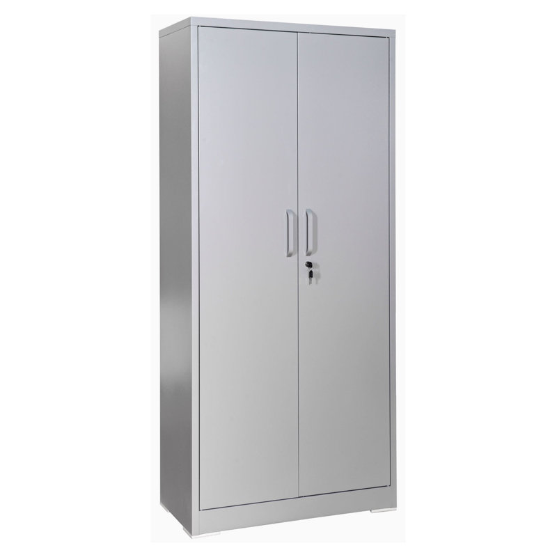 Armoire de rangement robuste en métal de 71 po avec portes verrouillables et 4 tablettes réglables - Armoire en acier gris pour l'organisation de garage, de bureau et d'entrepôt