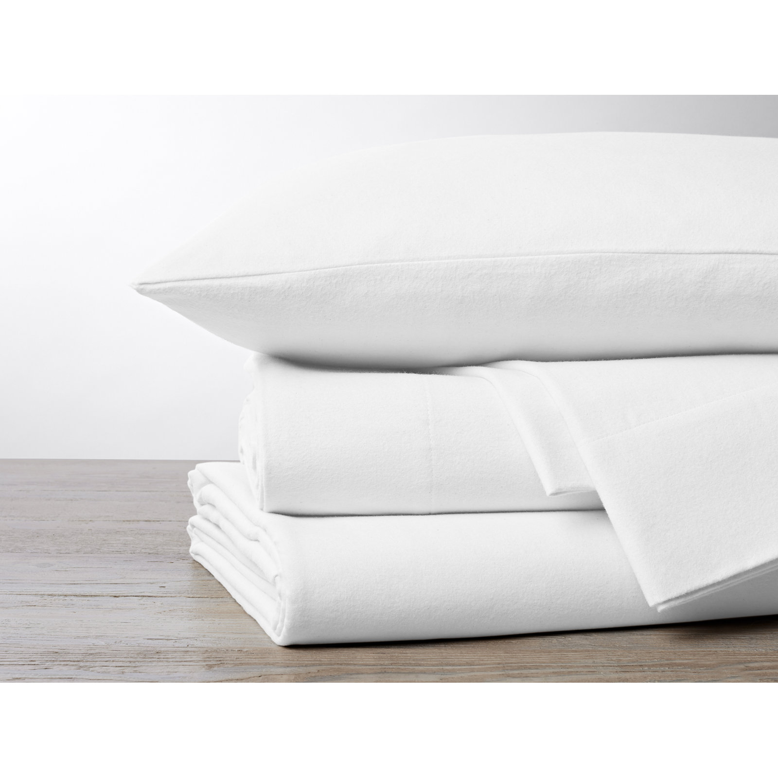 Cloud 100% Cotton Flannel Sheet Set, Queen Sheet Set with 2 Pillowcases, Alpine White