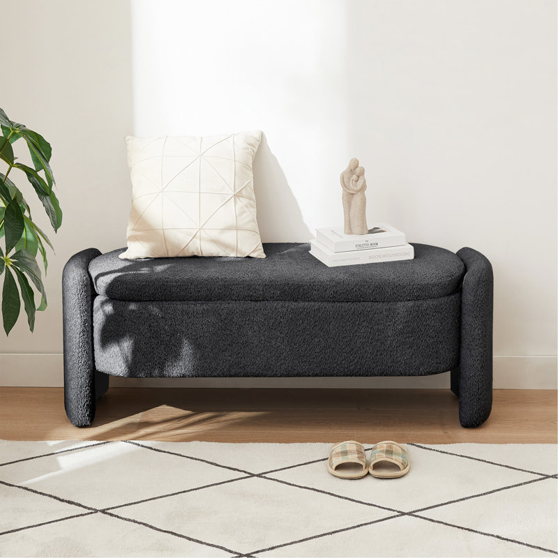 Banc de rangement rembourré Borkovany, Gris foncé