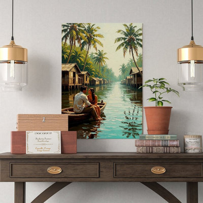 Canvas Wall Art Kerala Art Print, India Backwaters Poster-2 Vintage Poster Print Home Decor