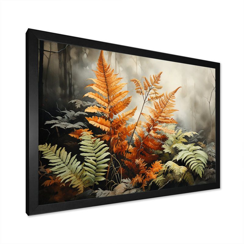 " Ferns Amber Reflections ", Cadre simple noir, H 24 po x l 32 po x P 1 po