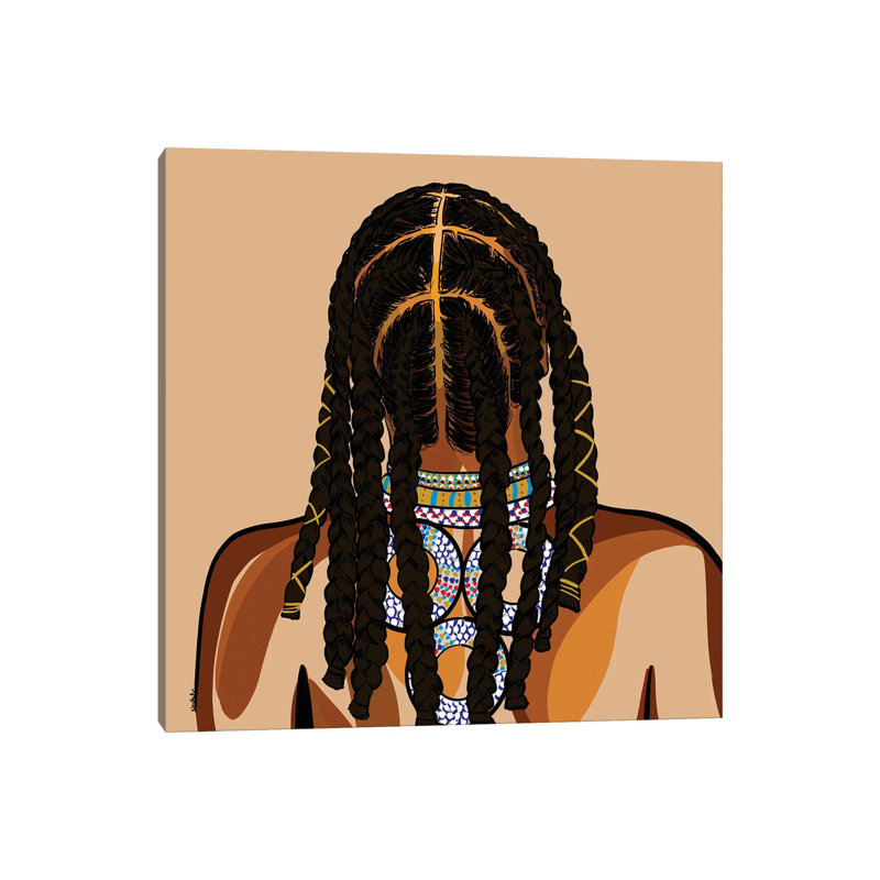 «Black Hair Story» - Cornrows par Noellerx - Toile tendue avec châssis sur toile, H 12 po x l 12 po x P 0,75 po