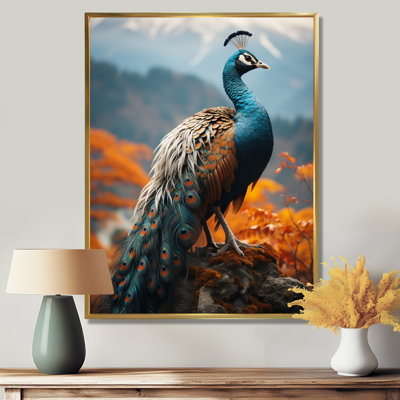 Gracieux paon dans un paysage d'automne I - paon, art mural, salon