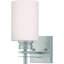  Applique murale ou applique murale pour salle de bain 1 lumière en nickel Carena avec abat-jour cylindrique en verre gravé blanc Carena