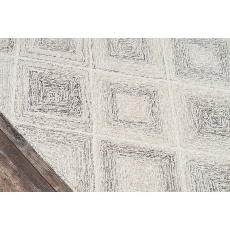 Tapis gris / blanc / beige en laine touffeté à la main Harmond, Rectangle 2 pi x 3 pi