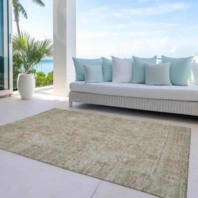 Machine Washable Indoor/Outdoor Chantille ACN1106 Beige Rug
