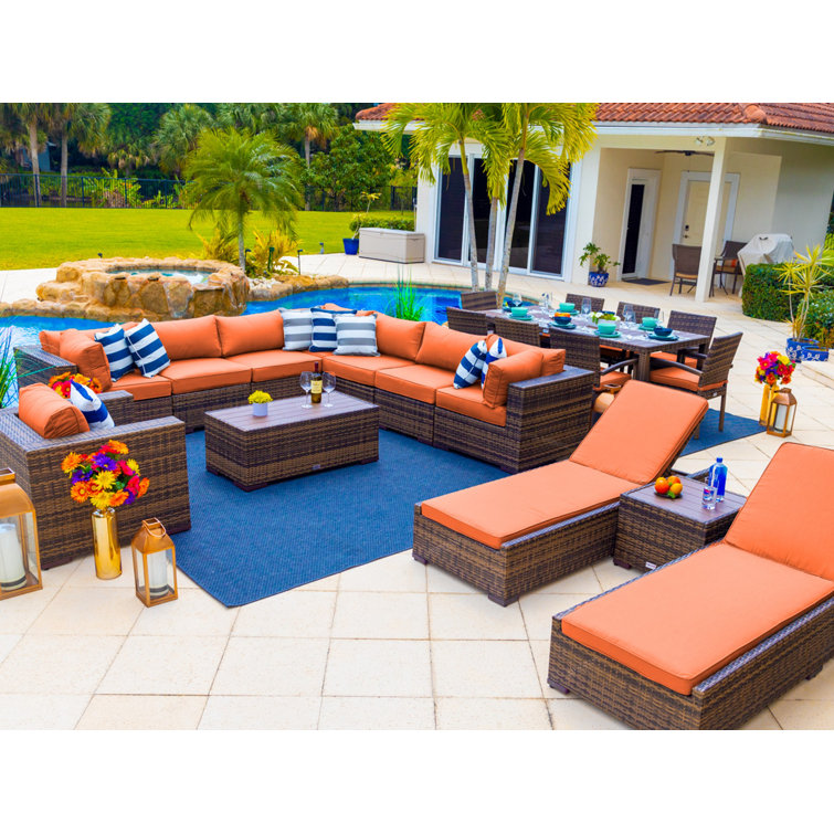 Yussuf 15 - Person Modular Patio Conversation Sets with Cushions