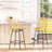 Rattan Bar Stools Set Of 2, 26 Inch Counter Height With Breathable Wicker Seat And Back For Boho Kitchen Decor