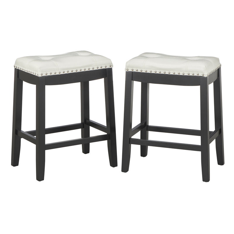 Tabouret de selle rembourré 24 po Brenner, Noir, Blanc