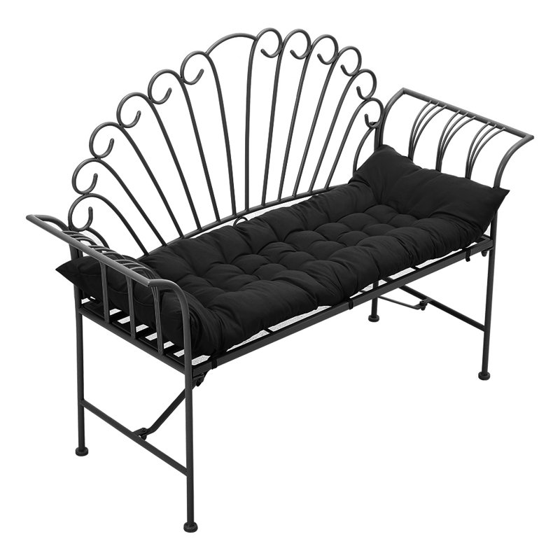 Indoor Outdoor Seat/Back Cushion, 8cm H x 125cm W x 48cm D, Black