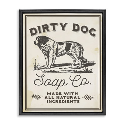 «Dirty Dog Soap», affiche rétro encadrée sur toile flottante par Daphne Polselli