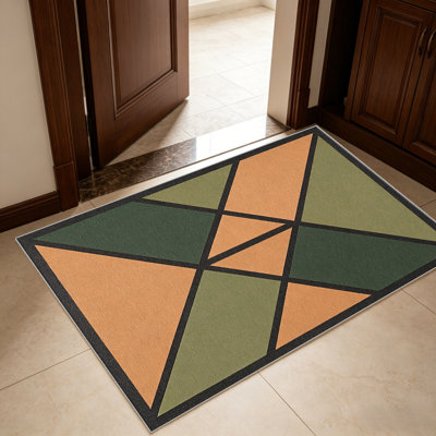 Tapis de couleur olive terre cuite X pour le salon, doux et confortable, adapté à toutes les saisons, facile à entretenir, tapis de sol intérieur lavable à la machine, sous la table de ferme convenant à la chambre à coucher, à la salle à manger, au bureau, au patio, au balcon, à la décoration intérieure