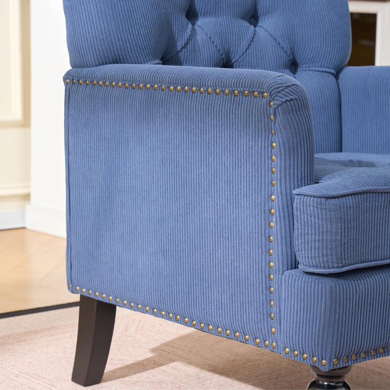 Fauteuil club Cedar Mid-Century, Bleu