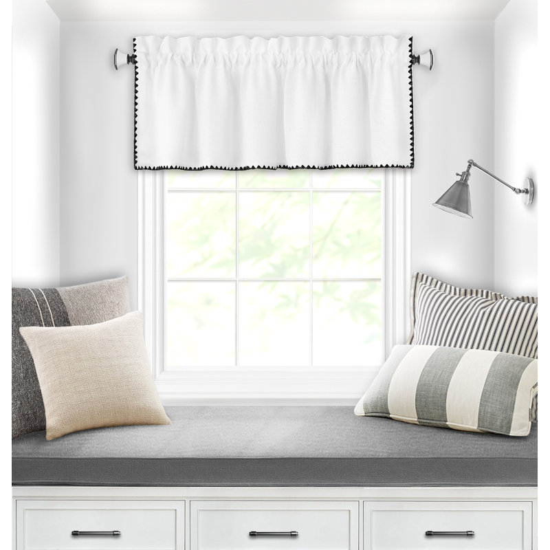 Tailored Kitchen Curtain, 36" L x 58" W, White/Black