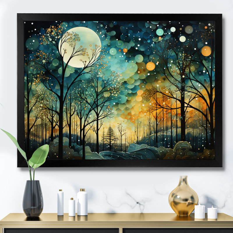 «Enchanted Forest - Abstract Collages», art mural, H 30 po x l 40 po, Cadre photo unique, Noir