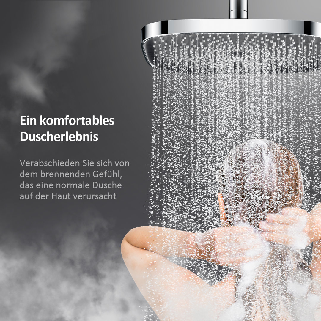 EMKE Duschsystem mit Thermostat Duschset Duschsäuleset mit Brausestange, Handbrause mit 3 Strahlstärken, Regendusche, Ch...