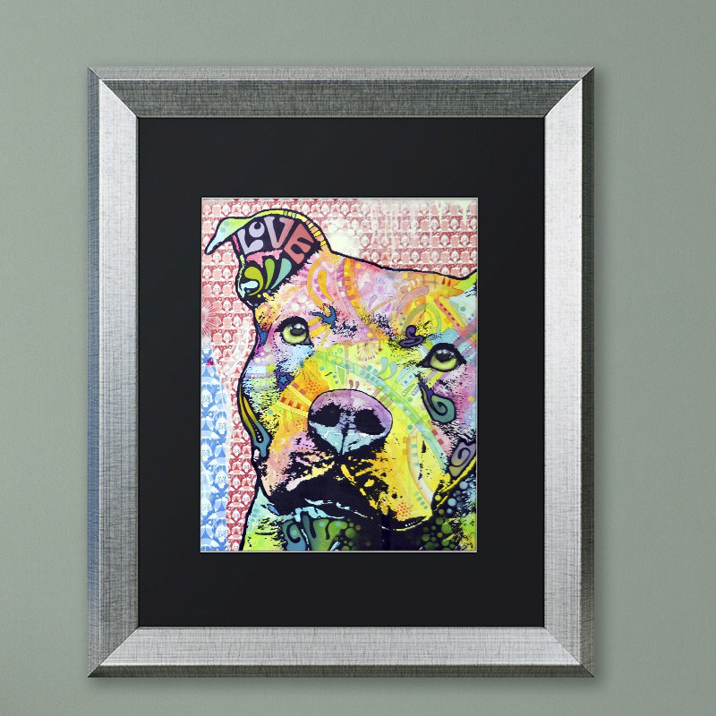 « thouthful pittbull ii », impression sur toile, H 20 po x l 16 po x P 0,5 po, Noir, Cadre argenté