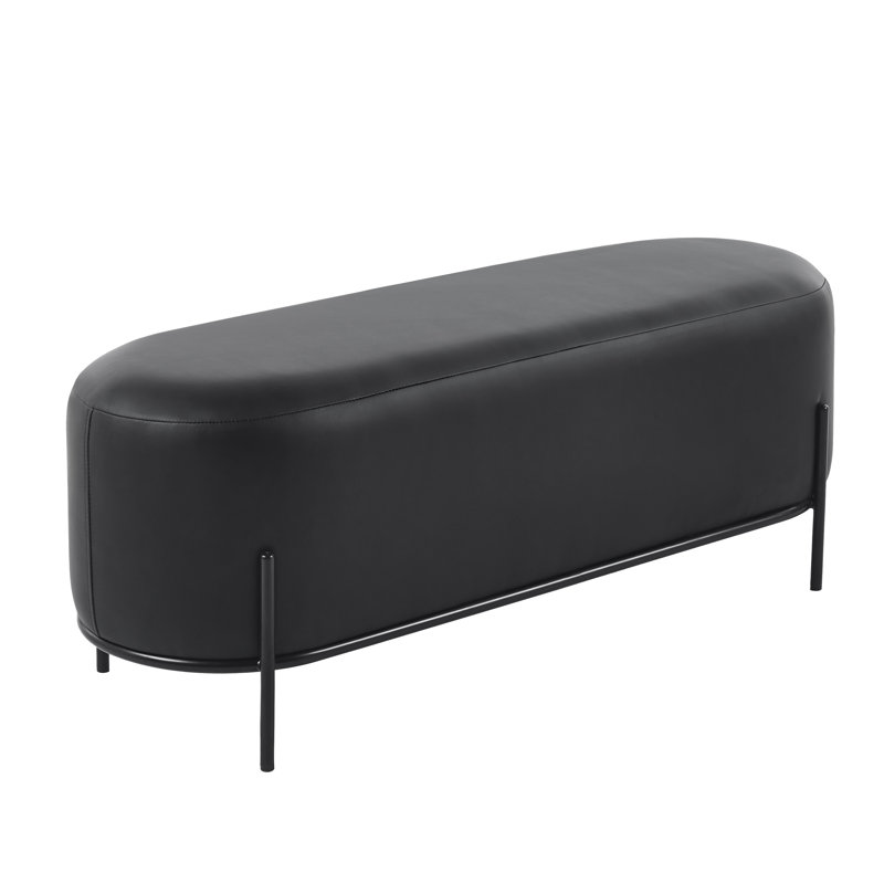 Banc en cuir Aelia avec pieds en métal, Noir