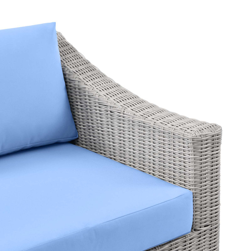 Fauteuil d'extérieur en rotin Conway, Bleu clair