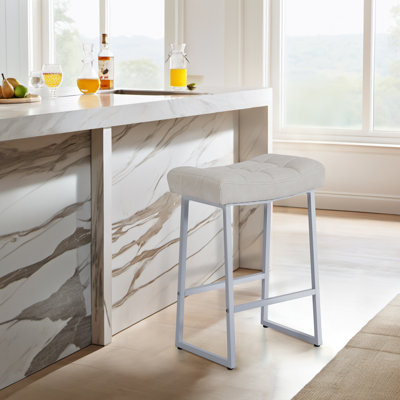 24" Modern Backless Saddle Counter Height Bar Stools With Metal Frame for Kitchen Island
