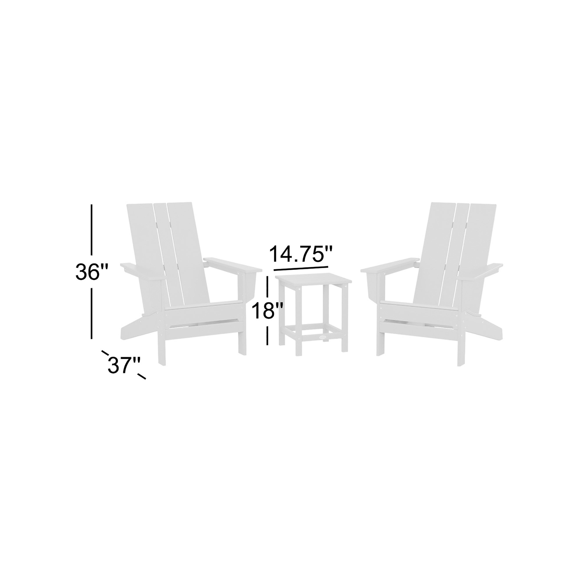 POLYWOOD x AllModern Adirondack Chairs with Table, Tangerine