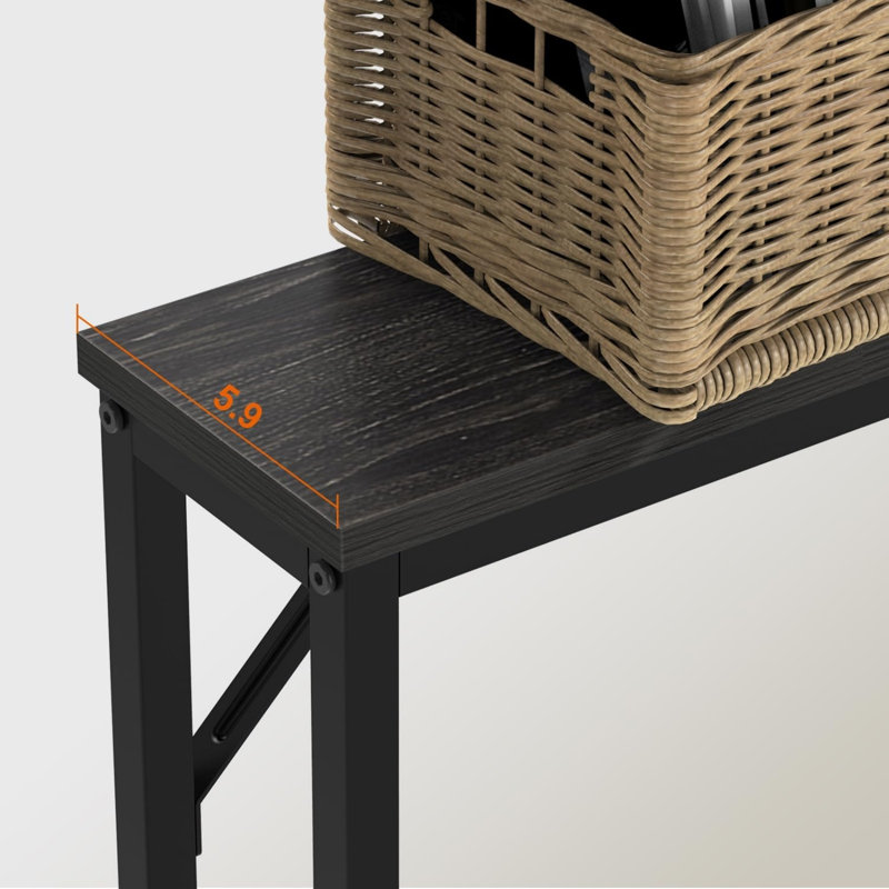 120 cm W Console Table, Brown Wood / Black, Brown Wood, Black