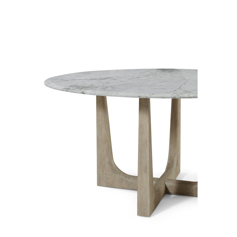 Repose Round Marble Dining Table, Gray Oak