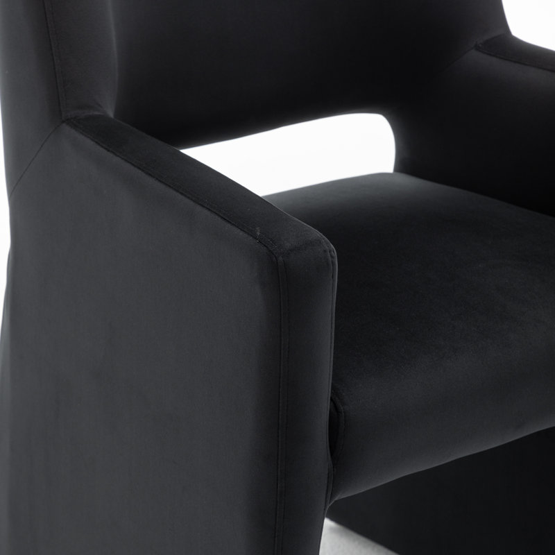 Chaise rembourrée en velours Hambrook, Noir