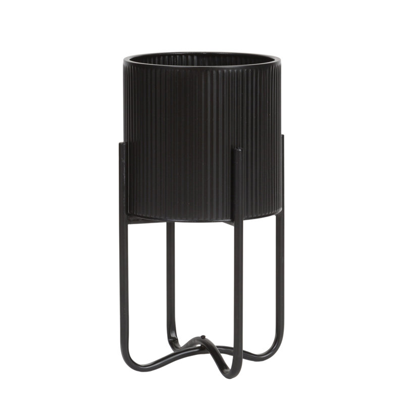 Pot Clabe Everett avec base Ambrose, Noir, H 16,25 po x l 9,25 po x P 9,25 po