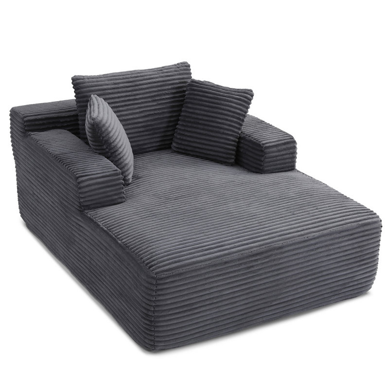 Très grand canapé en velours côtelé à compression, aucun assemblage requis, Gris