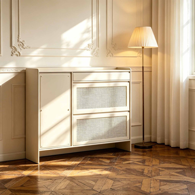 Armoire à chaussures étroite de style italien à l'entrée, H 41,73 po x l 47,24 po x P 11,81 po