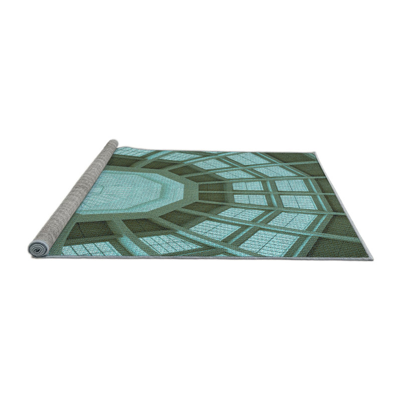 Tapis 100% à motifs lavables à la machine 2989 LBLU, Rond 7 pi