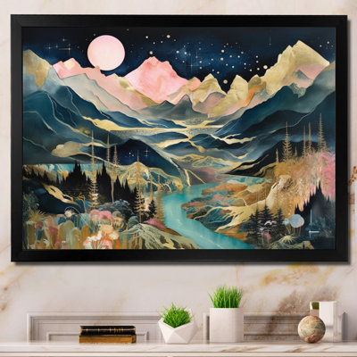 Ruisseau à travers les montagnes - paysages abstraits, art mural