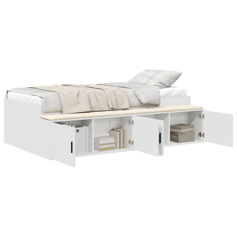 Vidaxl Storage Bed Frame, European Single (90 x 200 cm), White