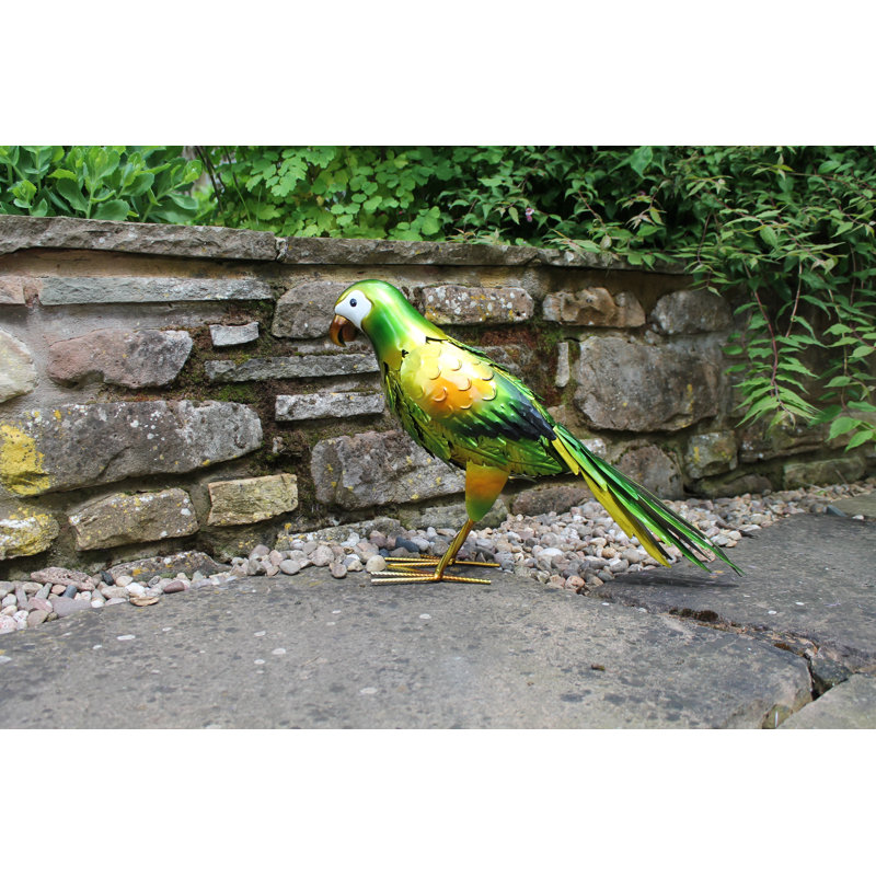 Certo Bird Metal Garden Statue, Green