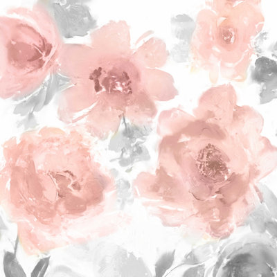 Motif floral rose clair et gris