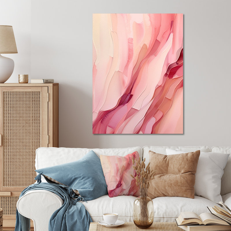 «Rose and Gold Enchanted Spills VII - Abstract Shapes», impressions sur métal, H 20 po x l 12 po x P 1 po