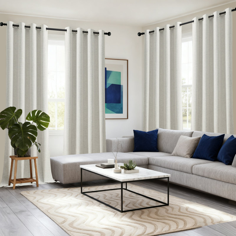 （4pcs）100% Polyester Burlap Blackout Curtains For Bedroom Metal Grommets Curtains 4 Panels Set, 52" W x 84" L, Beige
