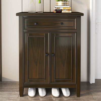 American Solid Wood European Simple Shoe Cabinet 9 Pair Solid Wood Shoe Storage Cabinet