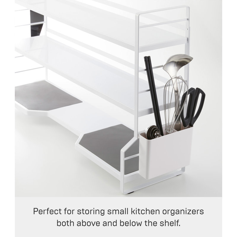 Yamazaki Modern 3-Tier White Steel Countertop Kitchen Shelf